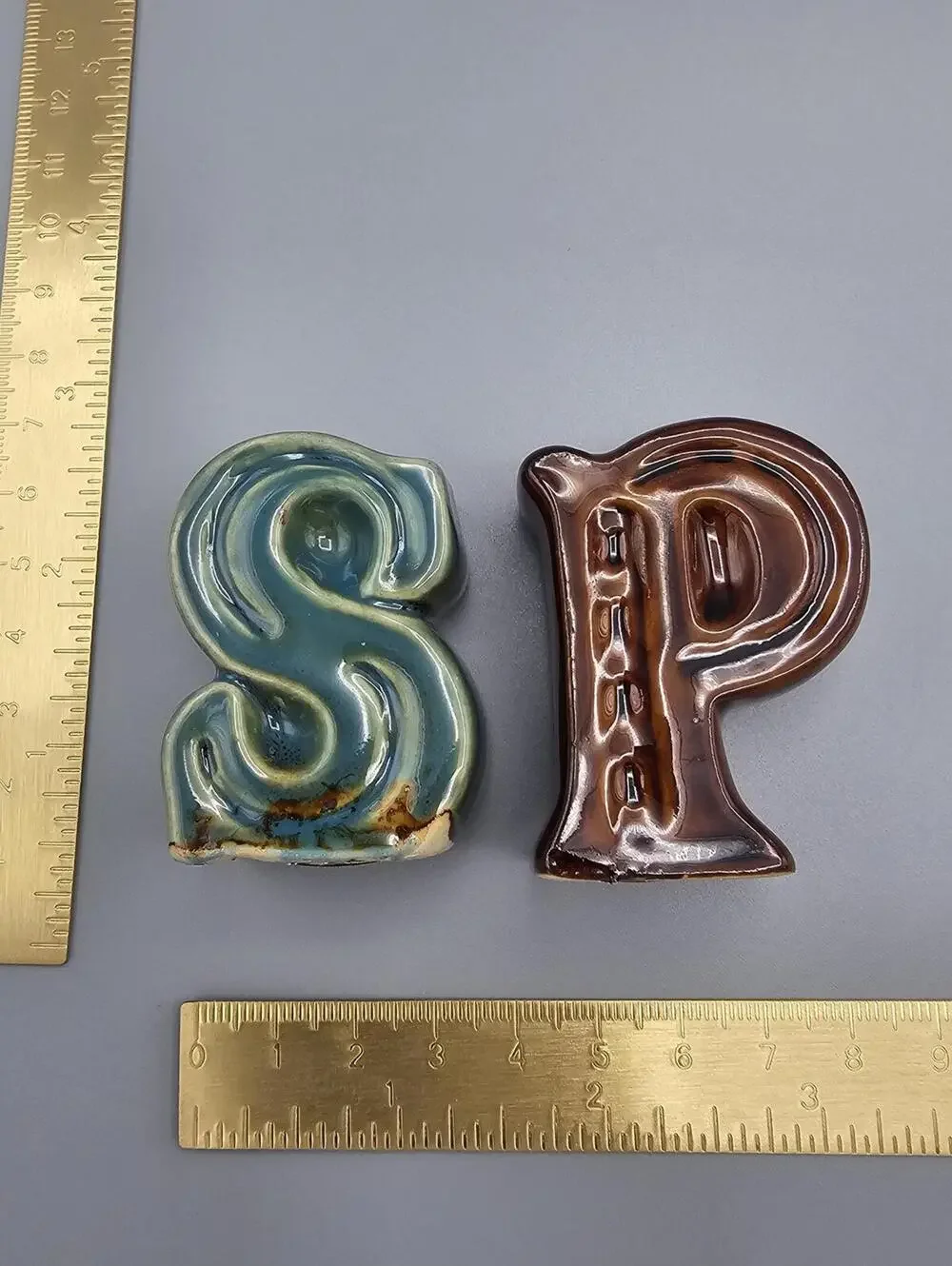 Vintage Ceramic S and P Letter Salt and Pepper Shakers